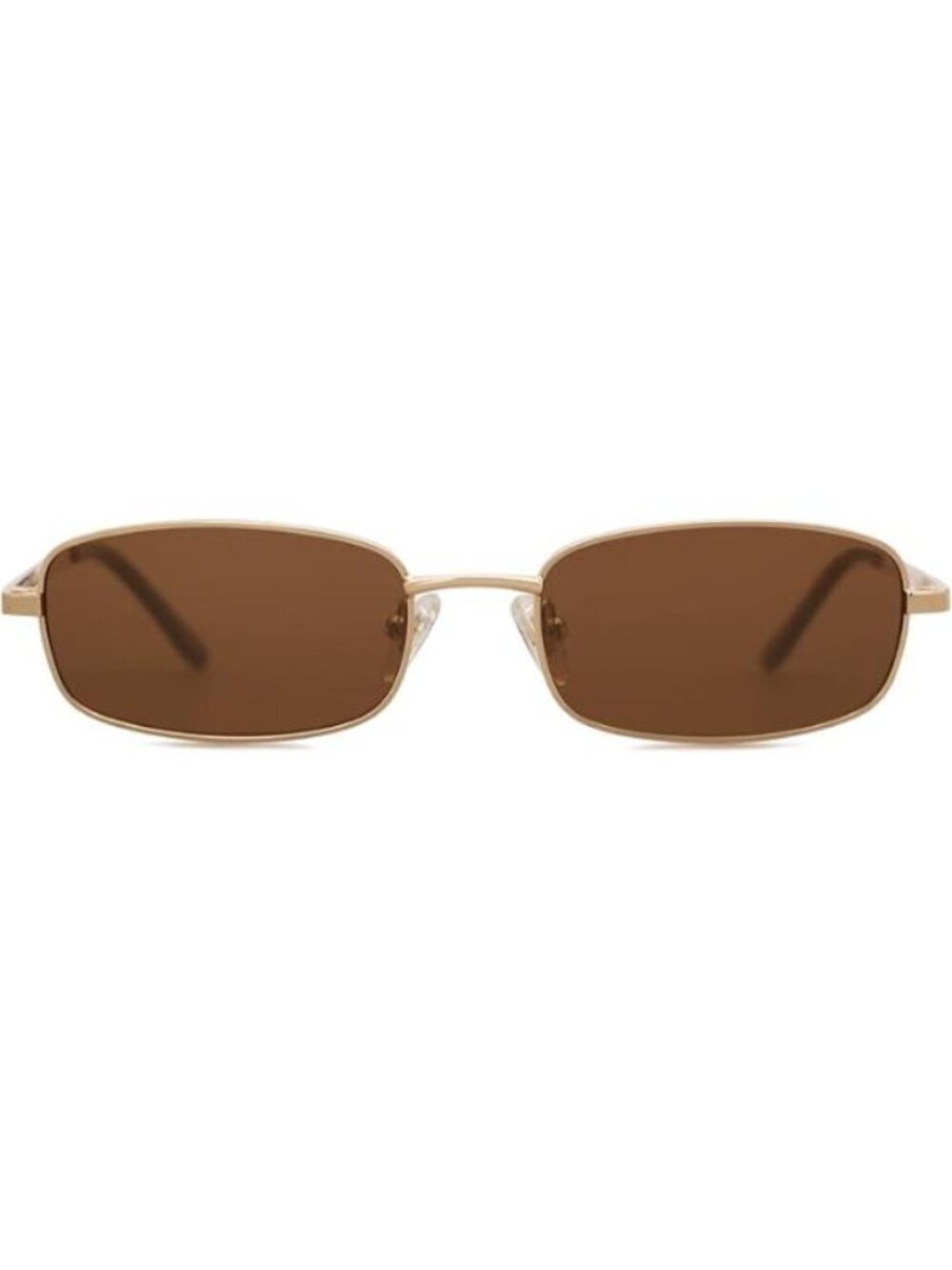 SOJOS Small Unisex Rectangle Sunglasses Retro 80s Chic Narrow Gold/Dark Brown